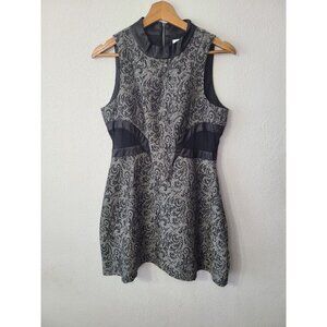 BCBGeneration Dress Black/Silver Floral Embroidered  Size 4